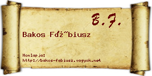 Bakos Fábiusz névjegykártya